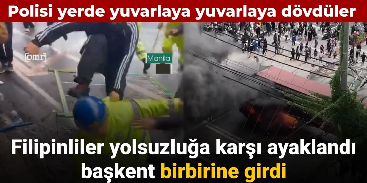 polisi yerde yuvarlaya yuvarlaya dovduler filipinlerde yolsuzluk protestolari baskenti karistirdi zzhVPqRB